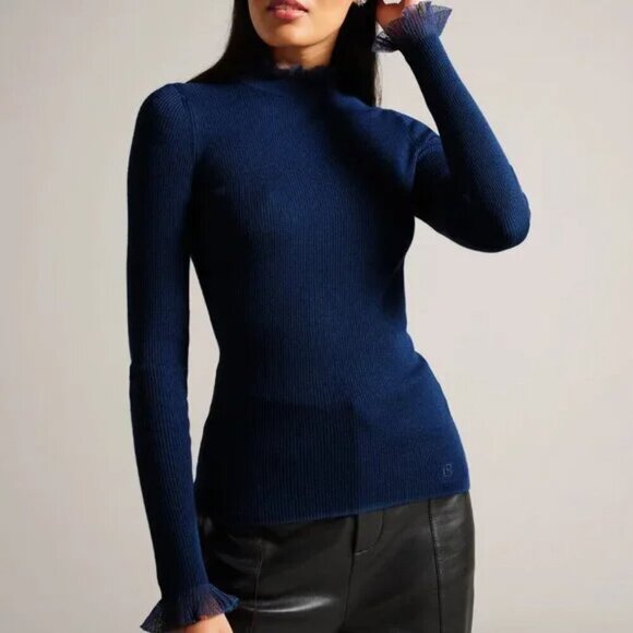 Ted Baker | Dvana ribbed turtleneck with frilled detail - Picture 13 of 14